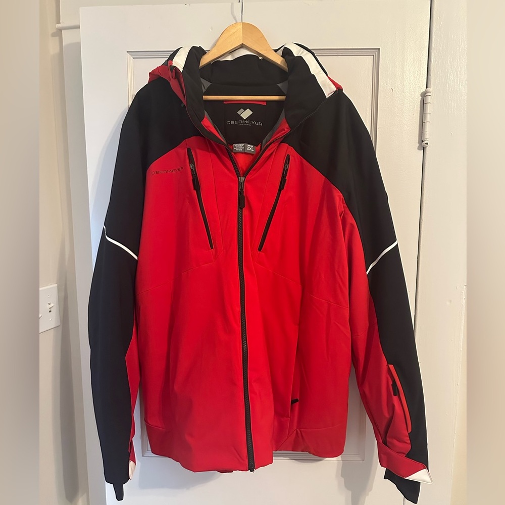 Obermeyer Red and Black Ski Jacket with Reflective Accents